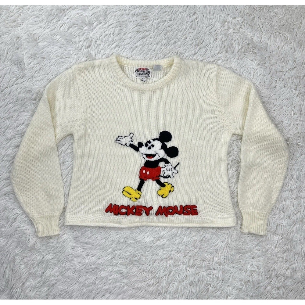 Vintage 60-70s Mickey Mouse Disney V Neck Tennis Golf Sweater Size‎ 11-12 Kids